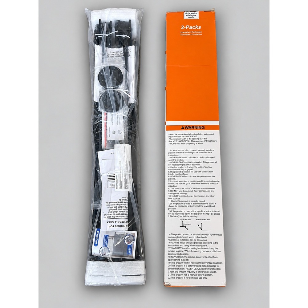 2 Pack Retractable Baby Gate for Stairs and Doorways Black 55" Wide NEW Mesh